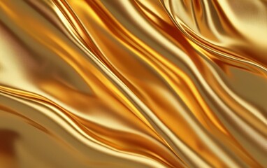 Rich gold satin fabric, flowing with smooth, shimmering folds, evoking elegance, wealth, and luxury Perfect for high-end branding or design