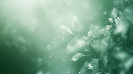 Wall Mural - Soft green background with delicate abstract elements, creating a gentle and calming visual effect