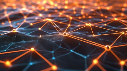 Poster - Technology concept with luminous abstract connections forming a virtual network