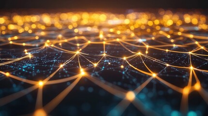 Poster - Technology concept with luminous abstract connections forming a virtual network