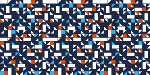 Poster - Geometric background texture made of small triangles. Confetti pattern on blue background.
