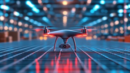 Drone in a modern warehouse environment