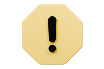 Wall Mural - 3d warning caution icon sign symbol isolated on purple background. error alert safety concept.3d min