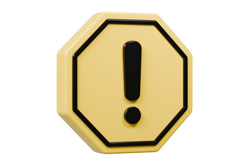 Wall Mural - 3d warning caution icon sign symbol isolated on purple background. error alert safety concept.3d min