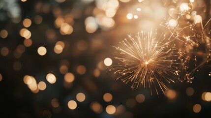 Poster - Sparkler light with a blurred bokeh effect creating a magical atmosphere for New Year's celebrations.