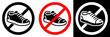 © MOHAMMAD AMINUL - no shoe allowed icon set for print. prohibition on shoe symbol. warning sign for hospital, office, shop, industry etc places.