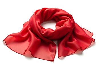 Wall Mural - Red silk scarf isolated on white background