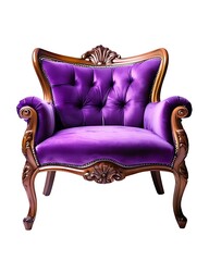 Wall Mural - Purple luxury armchair isolated on white background, furniture decoration design concept