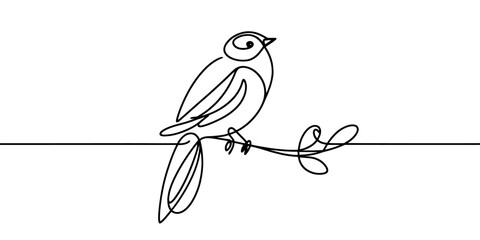 Wall Mural - continuous linear drawing of bird. one line drawing bird. bird in one line style. vector illustratio