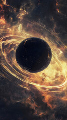 Wall Mural - a circular black hole spinning on its rings, leading to an entirely new dimension.
