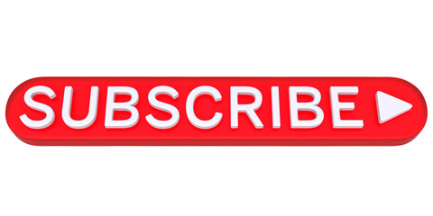 Poster - Social media subscribe red button isolated transparent background 3d illustration