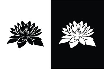 Wall Mural - waterlily flower vector illustration icon silhouette logo art and lotus blossoms icon on white backg