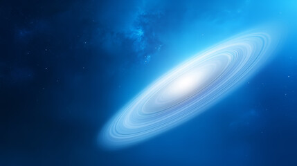 Wall Mural - Vast galaxy with prominent rings shining brightly against a deep blue cosmic background