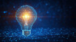 © BOTAHRY DEX - Polygon idea light bulb on blockchain technology network hud background. Global cryptocurrency blockchain business banner concept. Lamp symbolize inspiration, innovation, invention, effective thinking