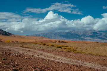 Wall Mural - Mountain valley with dirt road in autumn