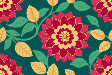 Oriental flower seamless pattern