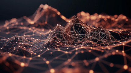 Poster - Abstract attractive tech background with the image of data transmission lines and digital nets in stylish hi-tech colors