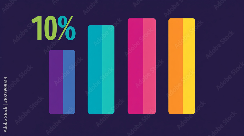 Numbers Bar Chart This is a colorful template for a bar chart. It shows numbers from 10% ...