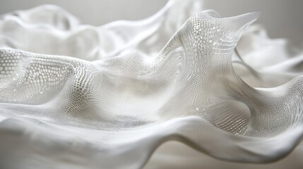 Poster - Abstract Waves of White Fabric