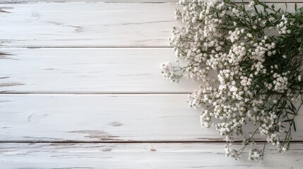 Poster - Rustic White Background with Baby's Breath Flowers