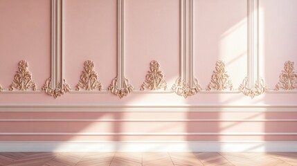 Poster - Elegant Pink Wall with Ornate Molding