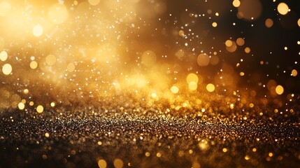 Poster - Champagne gold glitter with space for festive greetings and holiday promotions.