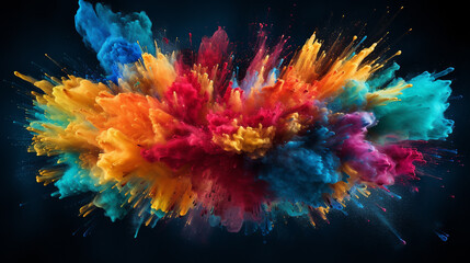 Colorful Paint Powder Burst on Black