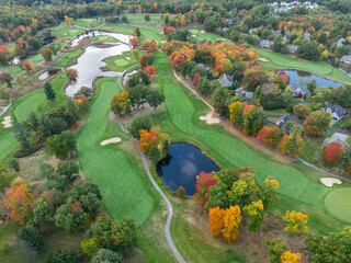 Wall Mural - aerial view of luxury residential community and golf course