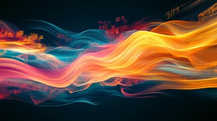 Wall Mural - Vibrant Digital Waves Abstract