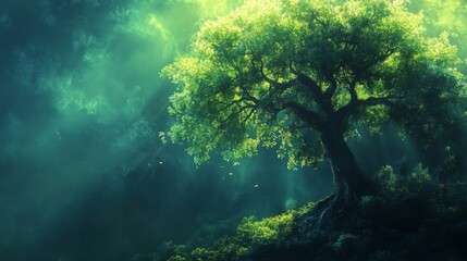 Wall Mural - Majestic Tree in Mysterious Forest