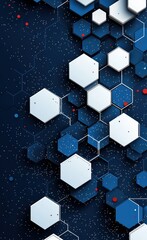 Poster - Abstract background design featuring interconnected blue and white hexagons with a modern geometric pattern