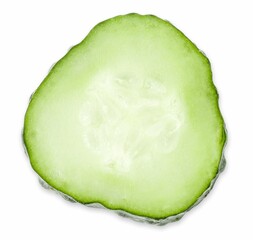 Canvas Print - One piece of fresh cucumber isolated on white, top view