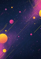 Poster - Abstract geometric background with vibrant purple and yellow shapes on dark blue space theme