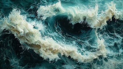 Canvas Print -   A massive expanse of water with a central wave and surrounding foam on its base