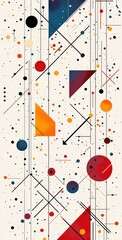 Poster - Abstract geometric pattern with vibrant colors and shapes including circles, squares, and lines creating a dynamic visual theme