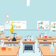 © Flop - Lively Classroom Scene with Science and Finance Elements