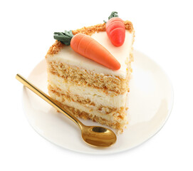 Poster - Piece of delicious carrot cake isolated on white