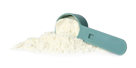 Poster - Protein powder and scoop isolated on white