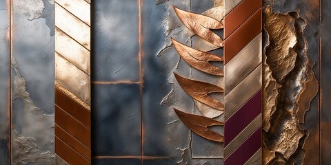 Poster - Abstract metal wall texture with copper and bronze accents.