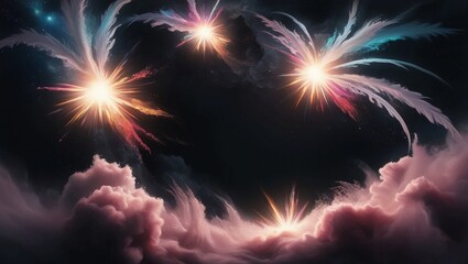 Poster - Dynamic and colorful digital artwork with vibrant light effects—ideal for abstract backgrounds, graphic design, digital illustrations, and creative visual projects.