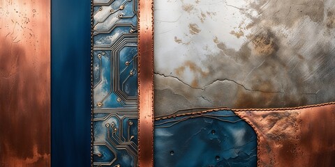 Sticker - Abstract copper and blue metal circuit board texture