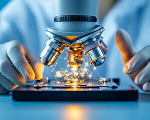 Close-Up View of a Microscope with Sparks