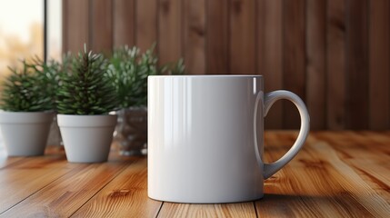 Wall Mural - A plain white ceramic mug mock up.