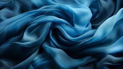 Wall Mural - abstract background of blue and white smoky fabric in scattered form with black strands on dark background