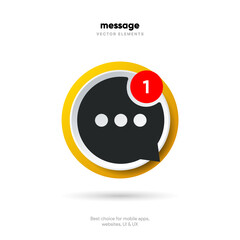 Aufkleber - New message notification concept on realistic smartphone mockup. New email pop up. Incoming, open messaging. Chatting, mail, post, letter symbol, sign, emblem with new notification for UI UX website