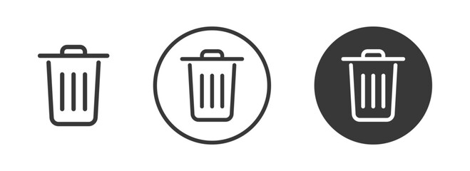 Aufkleber - Flat trash, delete, recycle, cleaning, clean, erase, cross vector icon, symbol, sign, emblem, button, push button on white background for UI UX, website, mobile app.