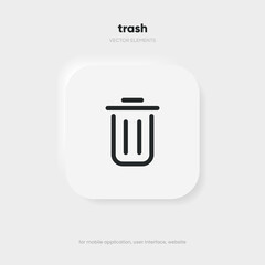 Aufkleber - Flat trash, delete, recycle, cleaning, clean, erase, cross vector icon, symbol, sign, emblem, button, push button on white background for UI UX, website, mobile app.