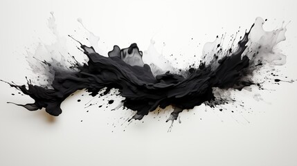 Wall Mural - Abstract black in splash, paint, brush strokes, stain grunge isolated on white background, Japanese style