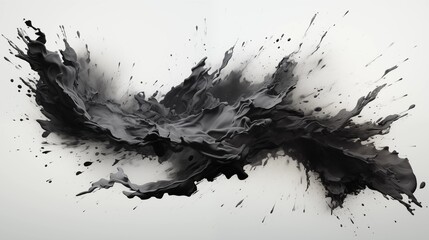 Wall Mural - Abstract black in splash, paint, brush strokes, stain grunge isolated on clear background, Japanese style