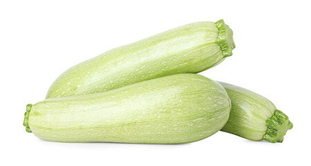 Poster - Many fresh ripe zucchinis isolated on white